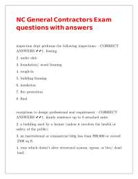 NC General Contractors Exam questions with answers