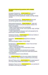 Aerospace Engineering questions with complete solution