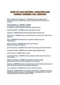 BADM 375 UIUC MIDTERM 1 QUESTIONS AND CORRECT ANSWERS 100% VERIFIED!!
