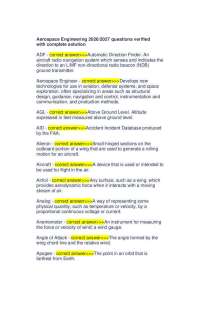 Aerospace Engineering 2026/2027 questions verified with complete solution
