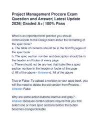 Project Management Procore Exam Question and Answer| Latest Update 2026| Graded A+| 100% P