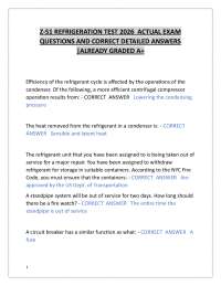 Z-51 REFRIGERATION TEST 2026 ACTUAL EXAM QUESTIONS AND CORRECT DETAILED ANSWERS |ALREAD