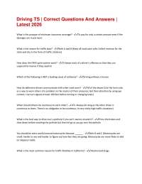 Driving TS | Correct Questions And Answers | Latest 2026