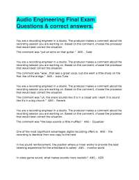 Audio Engineering Final Exam Questions & correct answers