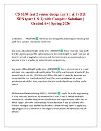 CS 6250 Test 2 router design (part 1 & 2) && SDN (part 1 & 2) with Complete Solutions 2026