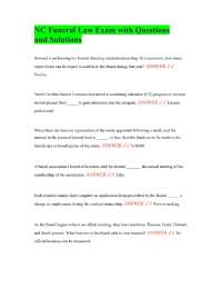 NC Funeral Law Exam with Questions and Solutions