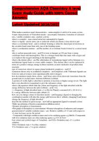 Comprehensive AQA Chemistry A level Exam study Guide with 100% Correct Answers. Latest Up