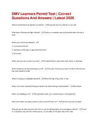 DMV Learners Permit Test | Correct Questions And Answers | Latest 2026