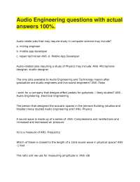 Audio Engineering questions with actual answers 100%.