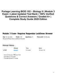 Portage Learning BIOD 102 – Biology II | Module 3 Exam | Latest Updated Test Bank | 100%