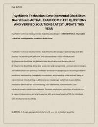 Psychiatric Technician Developmental Disabilities Board Exam ACTUAL EXAM COMPLETE QUESTION