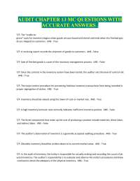 AUDIT CHAPTER 13 MC QUESTIONS WITH ACCURATE ANSWERS .