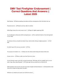 DMV Test Firefighter Endorsement | Correct Questions And Answers || Latest 2026