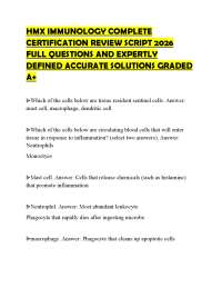 HMX IMMUNOLOGY COMPLETE CERTIFICATION REVIEW SCRIPT 2026 FULL QUESTIONS AND EXPERTLY DEFIN