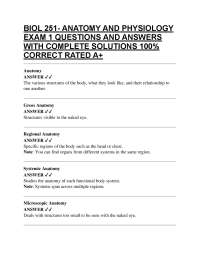 BIOL 251- ANATOMY AND PHYSIOLOGY EXAM 1 QUESTIONS AND ANSWERS WITH COMPLETE SOLUTIONS 10