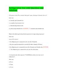 Refrigeration Test with Questions and Solutions