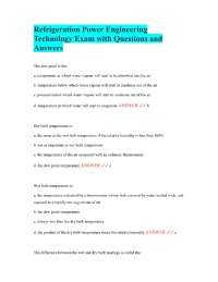 Refrigeration Power Engineering Technology Exam with Questions and Answers