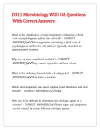 D311 Microbiology WGU OA Questions With Correct Answers