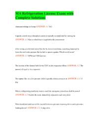 MA Refrigeration License Exam with Complete Solutions