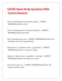 CAOHC Exam Study Questions With Correct Answers