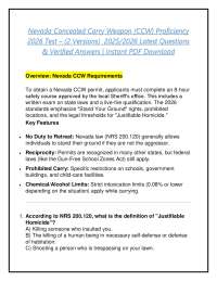 Nevada Concealed Carry Weapon (CCW) Proficiency 2026 Test – (2 Versions) 2025/2026 Latest