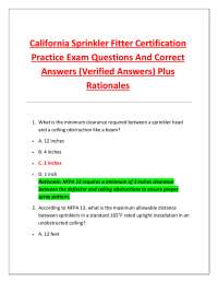 California Sprinkler Fitter Certification Practice Exam Questions And Correct Answers