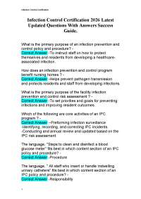 Infection Control Certification 2026 Latest Updated Questions With Answers Success Guide.
