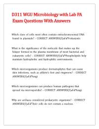 D311 WGU Microbiology with Lab PA Exam Questions With Answers