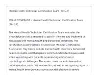 Mental Health Technician Certification Exam (AMCA) LATEST ACTUAL EXAM ALL QUESTIONS AND CO