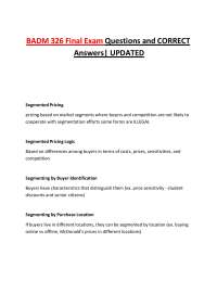 BADM 326 Final Exam Questions and CORRECT Answers| UPDATED
