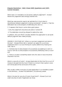 Dispute Resolution - SQE 2 Exam With Questions and 100% Correct Answers