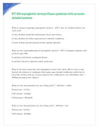 RT 250 supraglottic airways Exam questions with accurate detailed answers