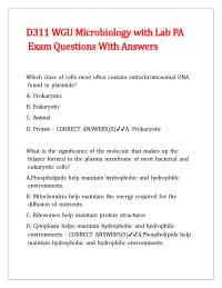 D311 WGU Microbiology with Lab PA Exam Questions With Answers