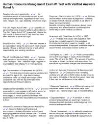Human Resource Management Exam #1 Test with Verified Answers Rated A