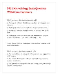 D311 Microbiology Exam Questions With Correct Answers