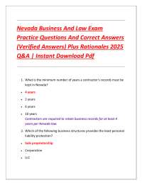 Nevada Business and Law Exam Practice: 100 Questions & Answers for Contractor License Test