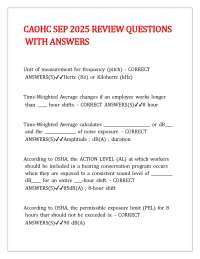 CAOHC SEP 2025 REVIEW QUESTIONS WITH ANSWERS