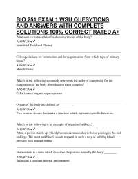 BIO 251 EXAM 1 WSU QUESYTIONS AND ANSWERS WITH COMPLETE SOLUTIONS 100% CORRECT RATED A+