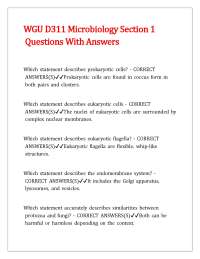 WGU D311 Microbiology Section 1 Questions With Answers