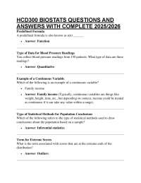 HCD300 BIOSTATS QUESTIONS AND ANSWERS WITH COMPLETE 2025/2026