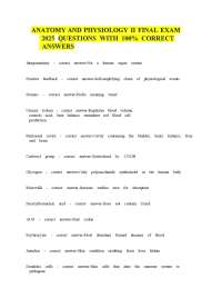 Anatomy and Physiology II Final Exam 2026 Questions with 100% Correct Answers | Complete S