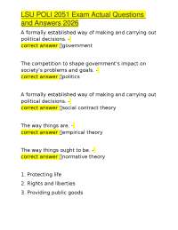 LSU POLI 2051 Exam Actual Questions and Answers 2026