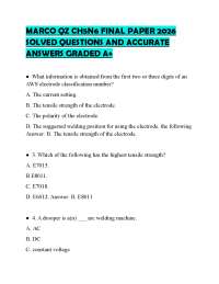 MARCO QZ CH5N6 FINAL PAPER 2026 SOLVED QUESTIONS AND ACCURATE ANSWERS GRADED A+