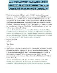 ALL TRUE ADVISOR PACKAGED LATEST UPDATED PRACTICE EXAMINATION 2026 QUESTIONS WITH ANSWERS