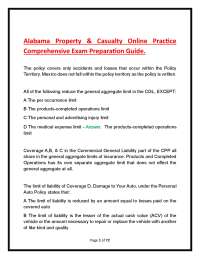 Alabama Property & Casualty Online Practice Comprehensive Exam Preparation Guide.