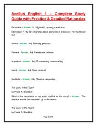 Acellus English 1 – Complete Study Guide with Practice & Detailed Rationales