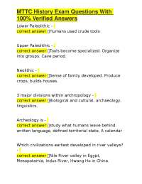 MTTC History Exam Questions With 100% Verified Answers