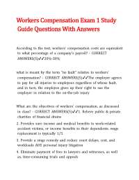 Workers Compensation Exam 1 Study Guide Questions With Answers