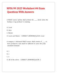 NFPA 99 2025 Worksheet #4 Exam Questions With Answers