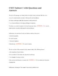 CSET Subtest 1 with Questions and Answers